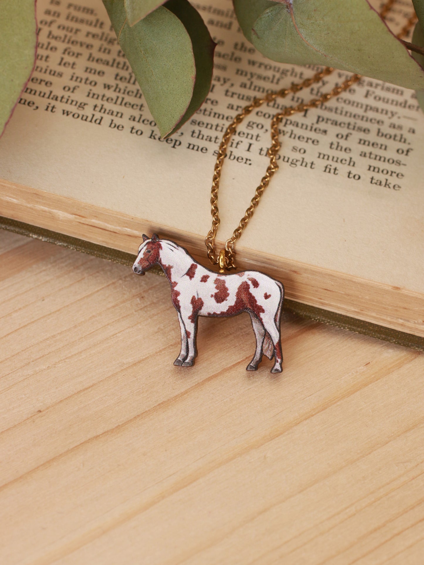 Pinto horse necklace - paint horse pendant