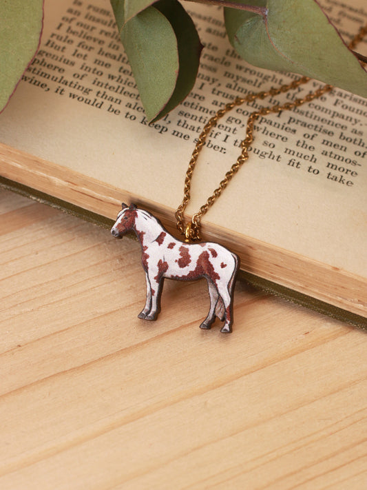 Pinto horse necklace - paint horse pendant