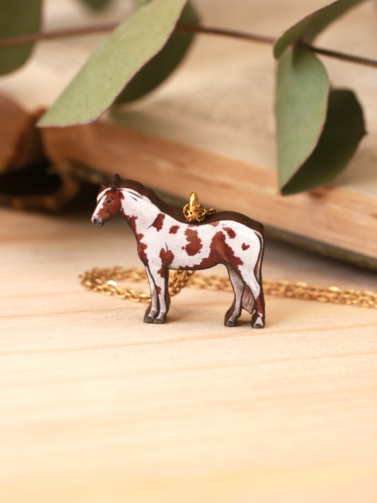 Pinto horse necklace - paint horse pendant