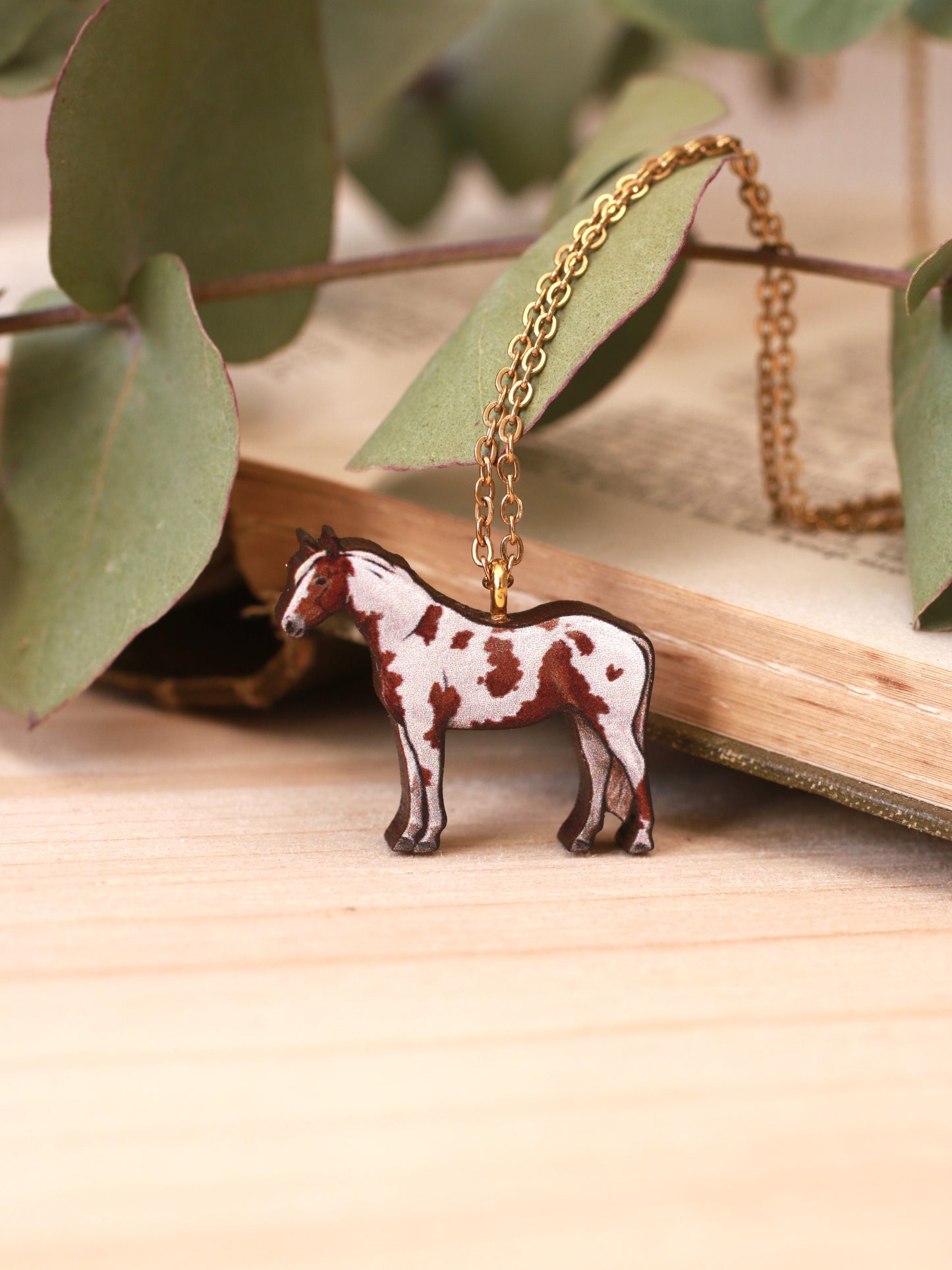 Pinto horse necklace - paint horse pendant