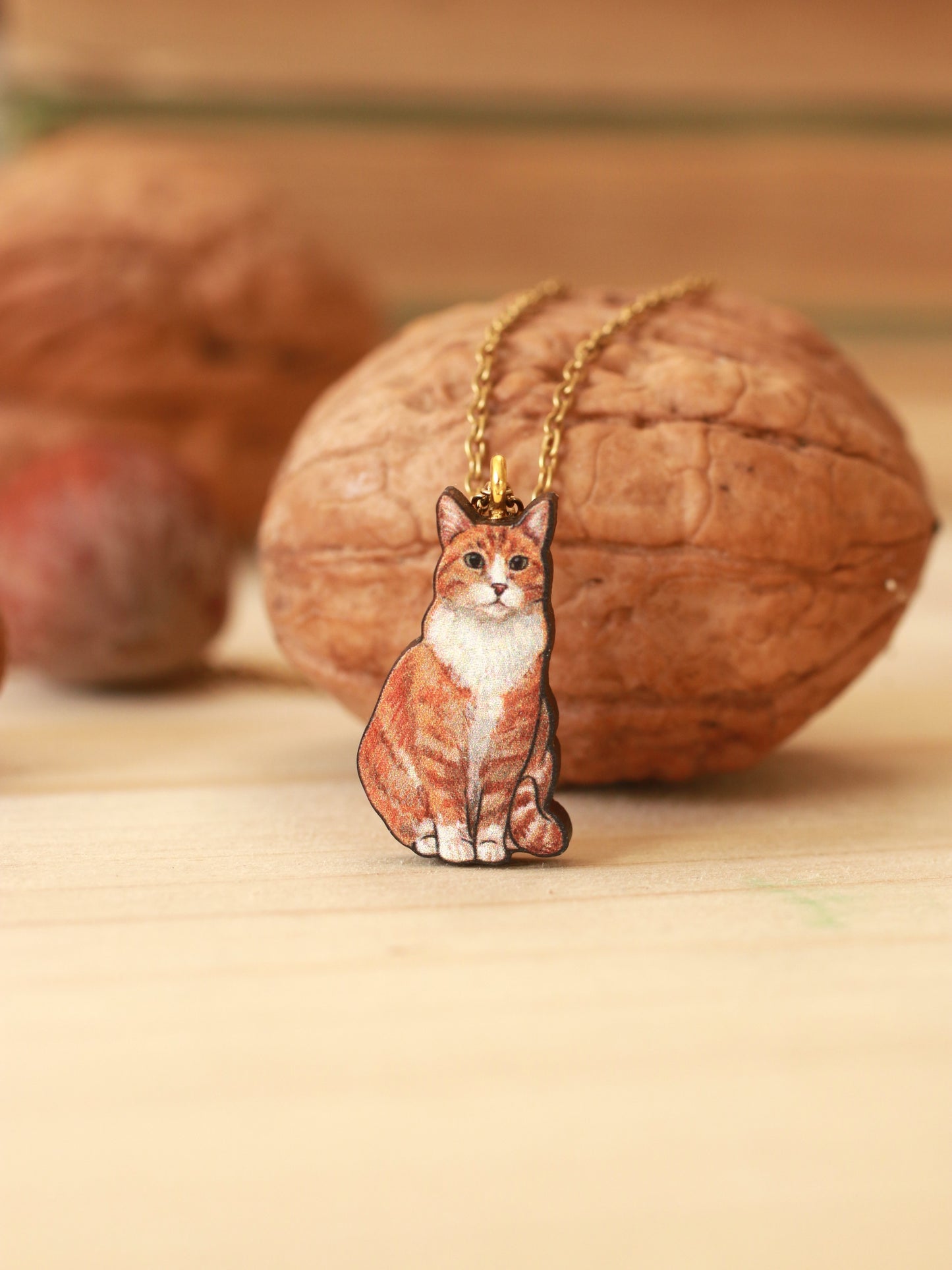 Orange tabby cat necklace