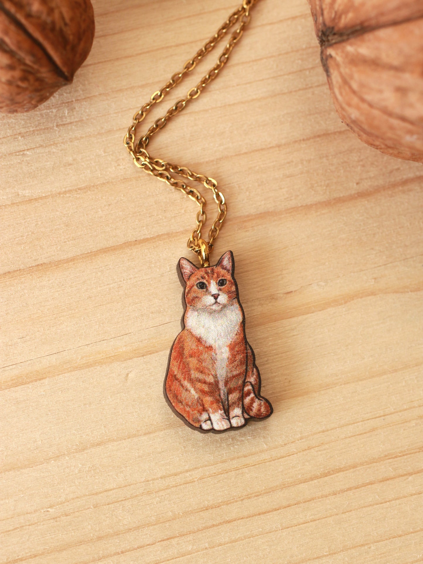 Orange tabby cat necklace