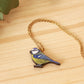 Blue tit necklace - wooden bird pendant