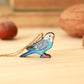 Blue budgie necklace - wooden Parrot pendant