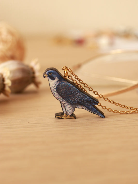 Peregrine Falcon necklace - wooden falcon pendant