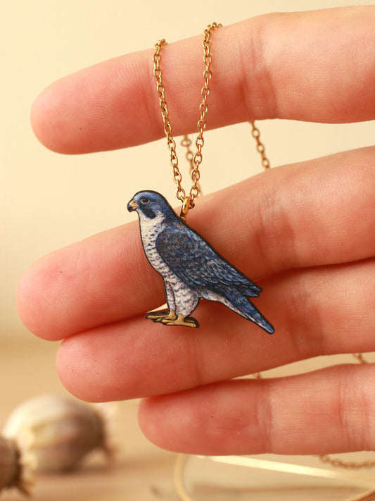 Peregrine Falcon necklace - wooden falcon pendant