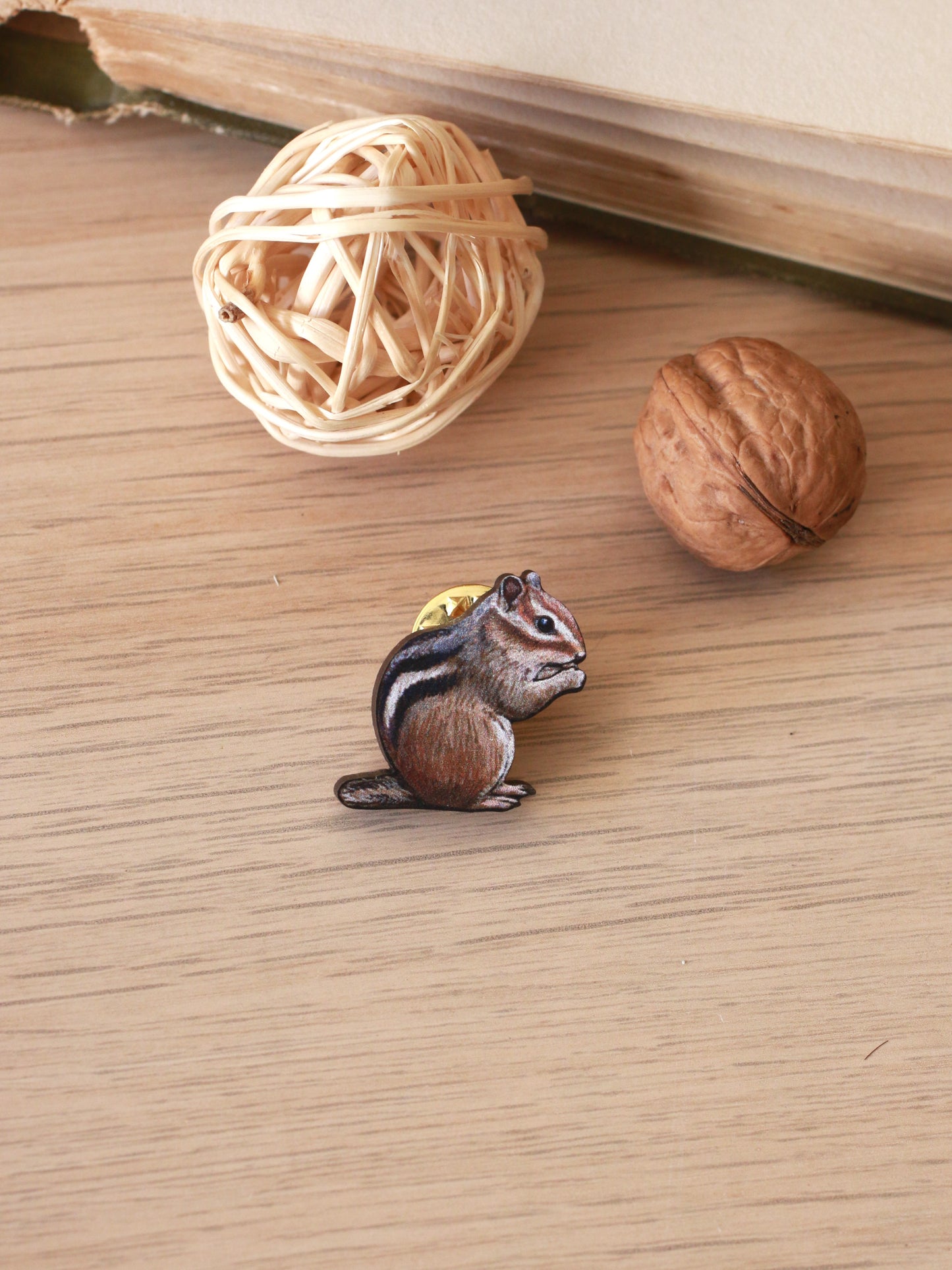 Chipmunk pin - Wooden pin