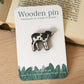 Cow pin - Wooden baby cow brooch