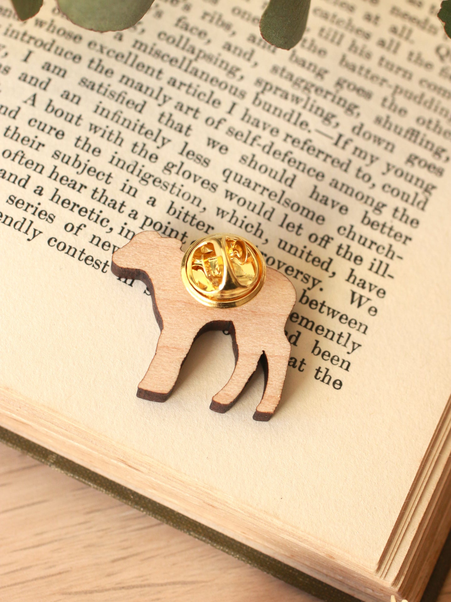 Cow pin - Wooden baby cow brooch