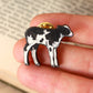 Cow pin - Wooden baby cow brooch