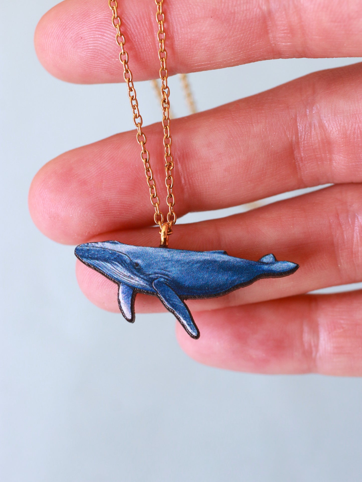 Humpback whale necklace - wooden whale pendant