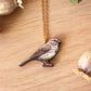 Song sparrow necklace - wooden bird pendant