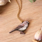 Song sparrow necklace - wooden bird pendant