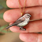 Song sparrow necklace - wooden bird pendant