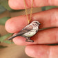 Song sparrow necklace - wooden bird pendant