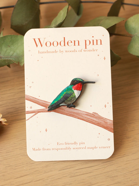 Hummingbird pin - Ruby throated hummingbird brooch