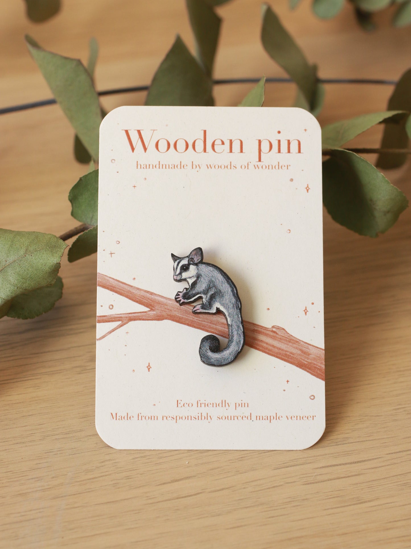 Sugar glider pin - Wooden pin