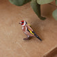 Goldfinch pin - wooden bird pin