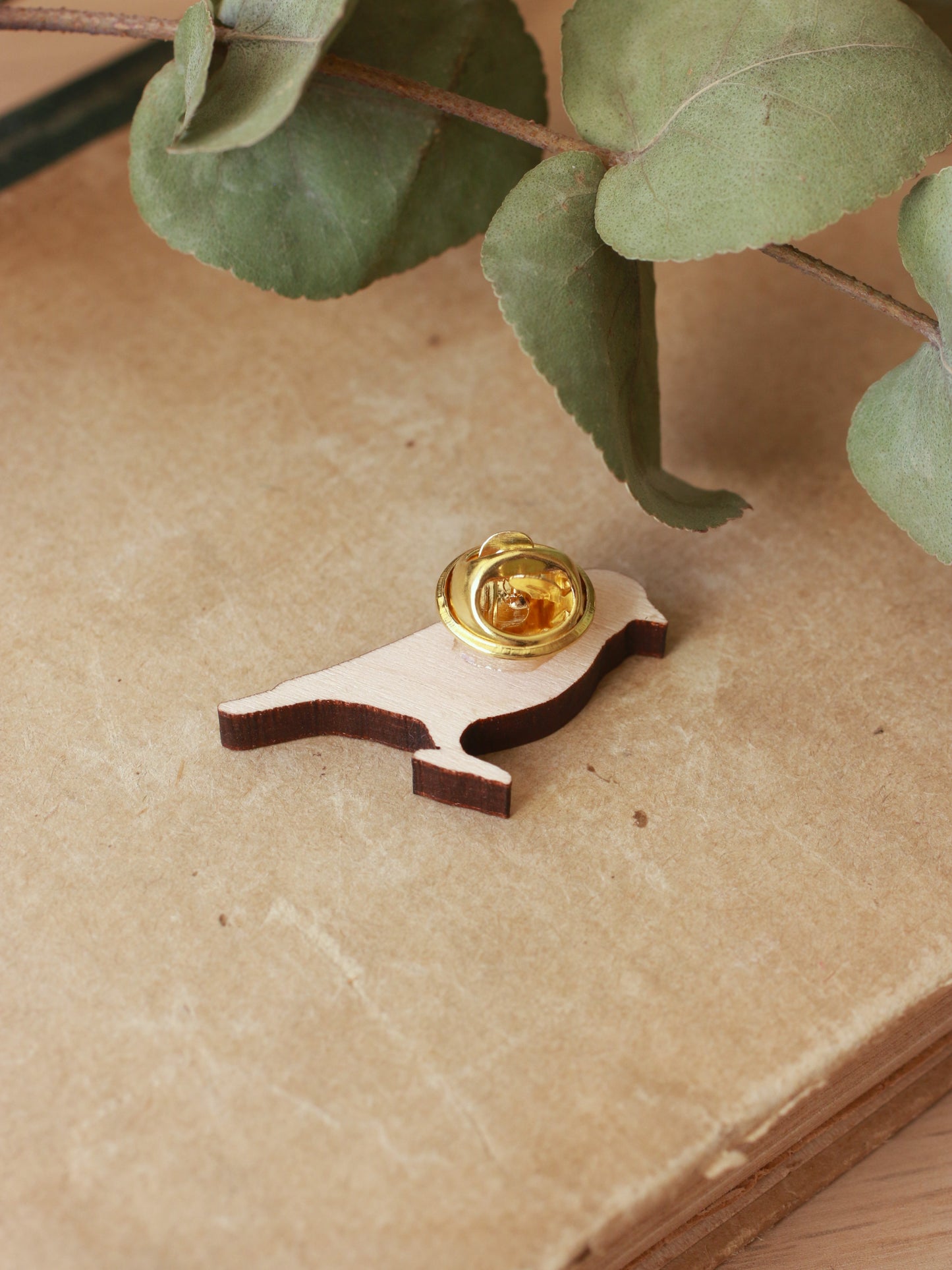 Goldfinch pin - wooden bird pin