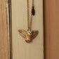 Eagle owl necklace with a feather charm