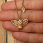 Eagle owl necklace with a feather charm