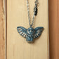 Great grey owl necklace with a feather charm