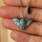 Great grey owl necklace with a feather charm