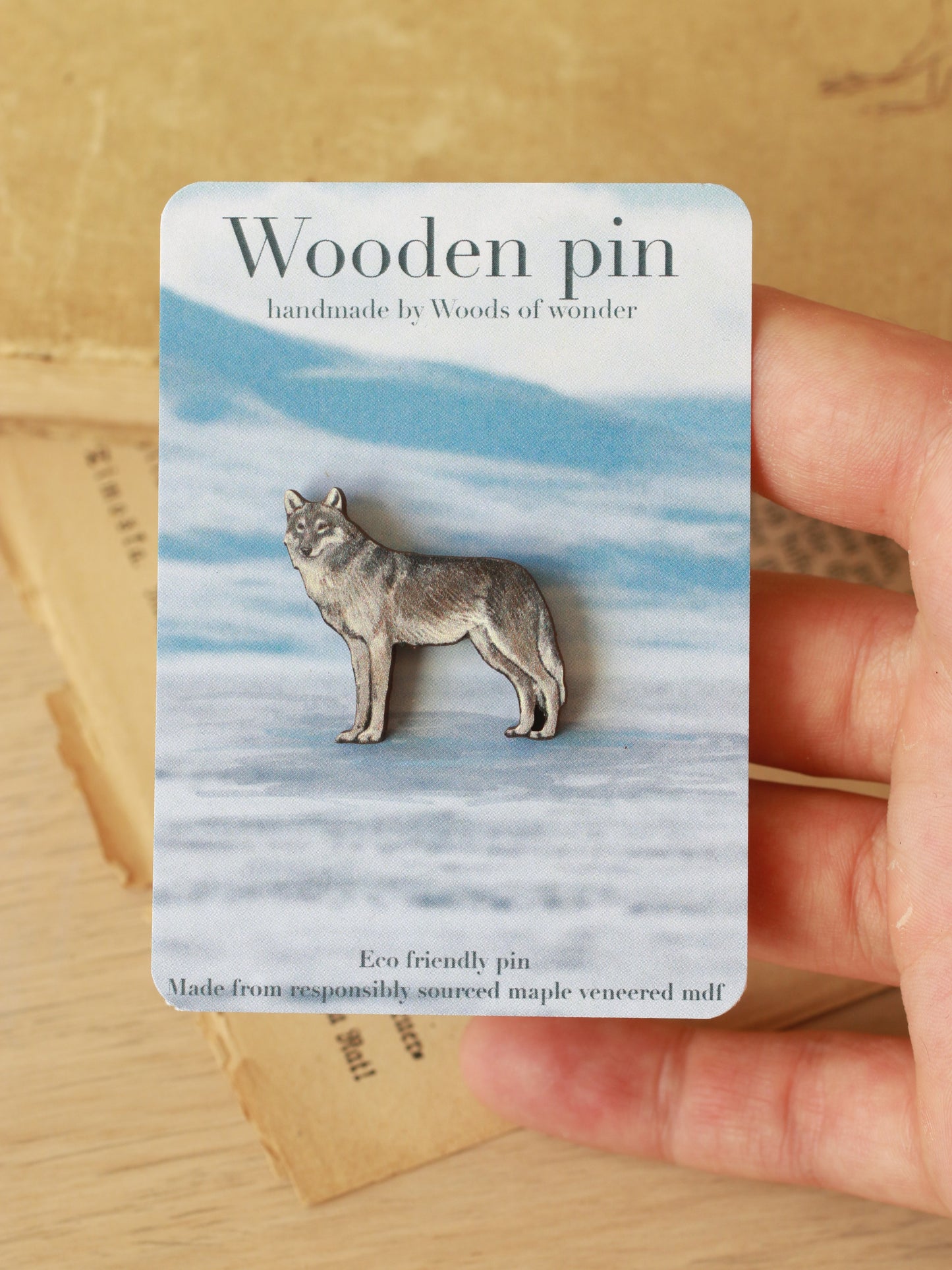 Wolf wooden pin