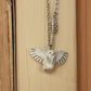 Snowy owl necklace with a feather charm