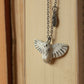Snowy owl necklace with a feather charm