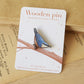 Nuthatch pin - wooden bird pin