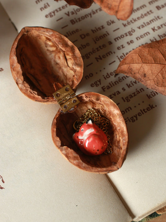 Sleeping Fox necklace in a walnut box