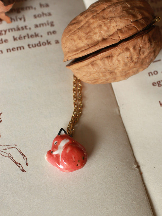 Sleeping Fox necklace in a walnut box