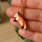 Ceramic jumping fox necklace - 22k gold details