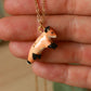 Ceramic jumping fox necklace - 22k gold details