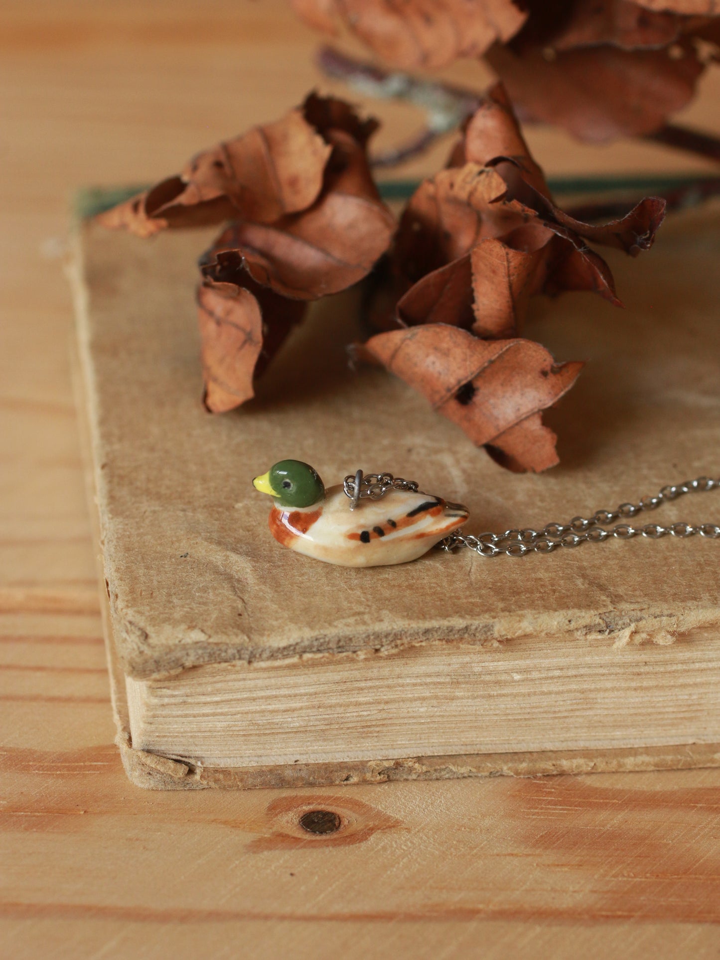 Mallard duck necklace