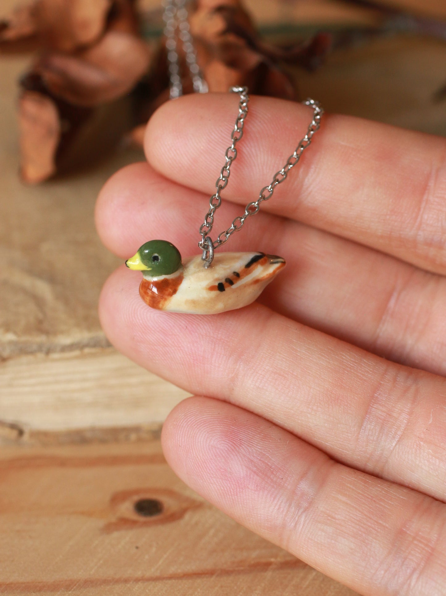 Mallard duck necklace