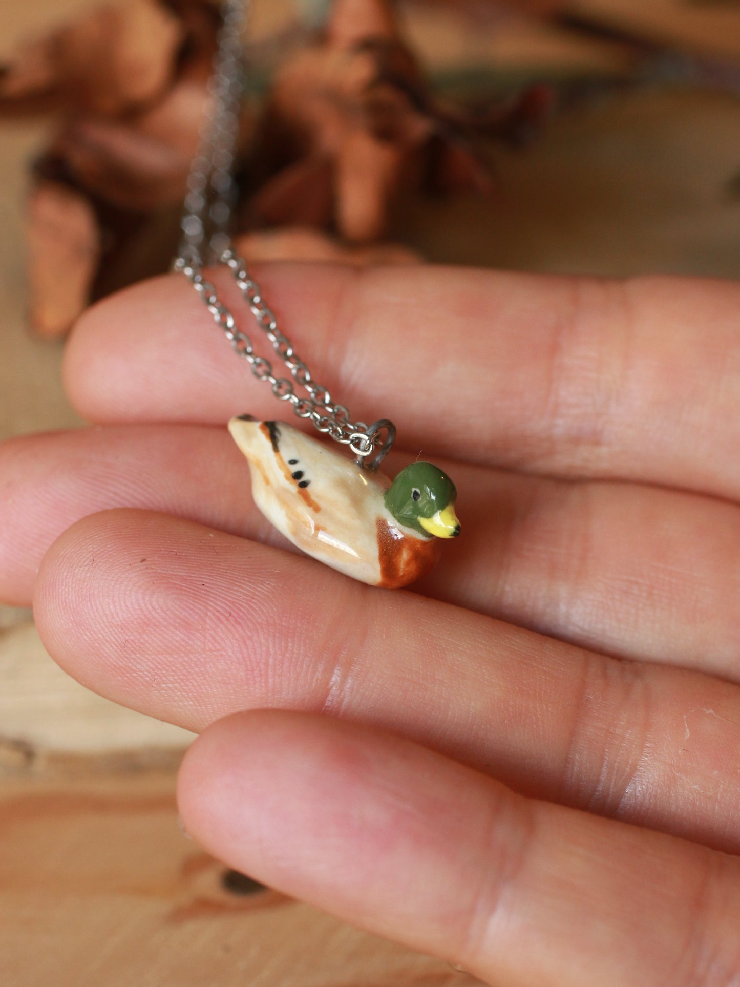Mallard duck necklace