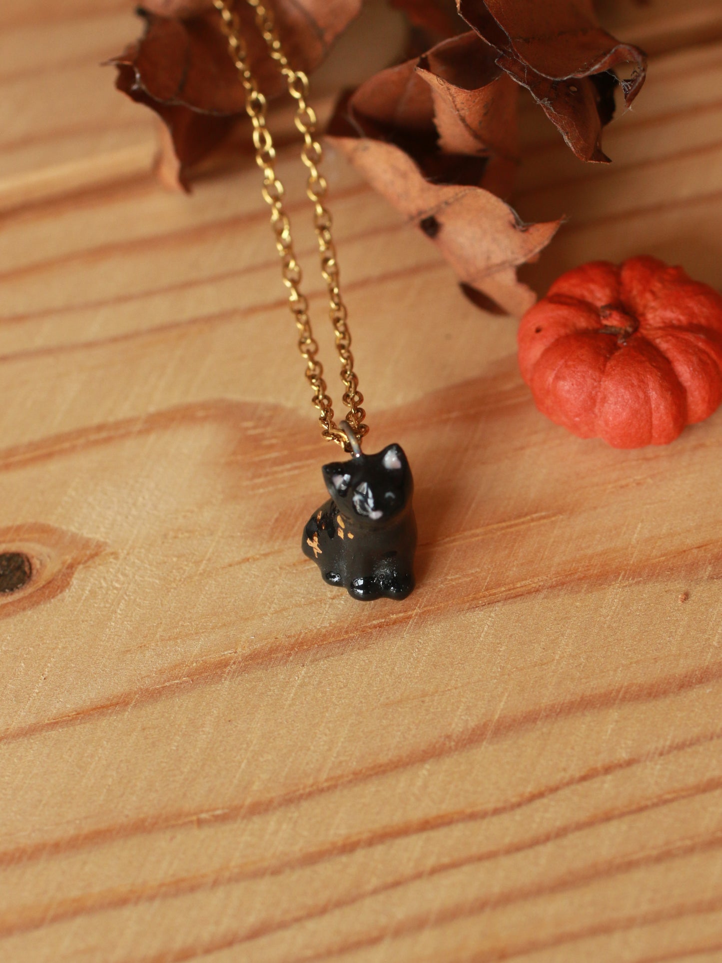 Tiny black cat necklace