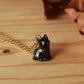 Tiny black cat necklace