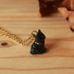 Tiny black cat necklace