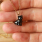Tiny black cat necklace