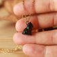 Tiny black cat necklace