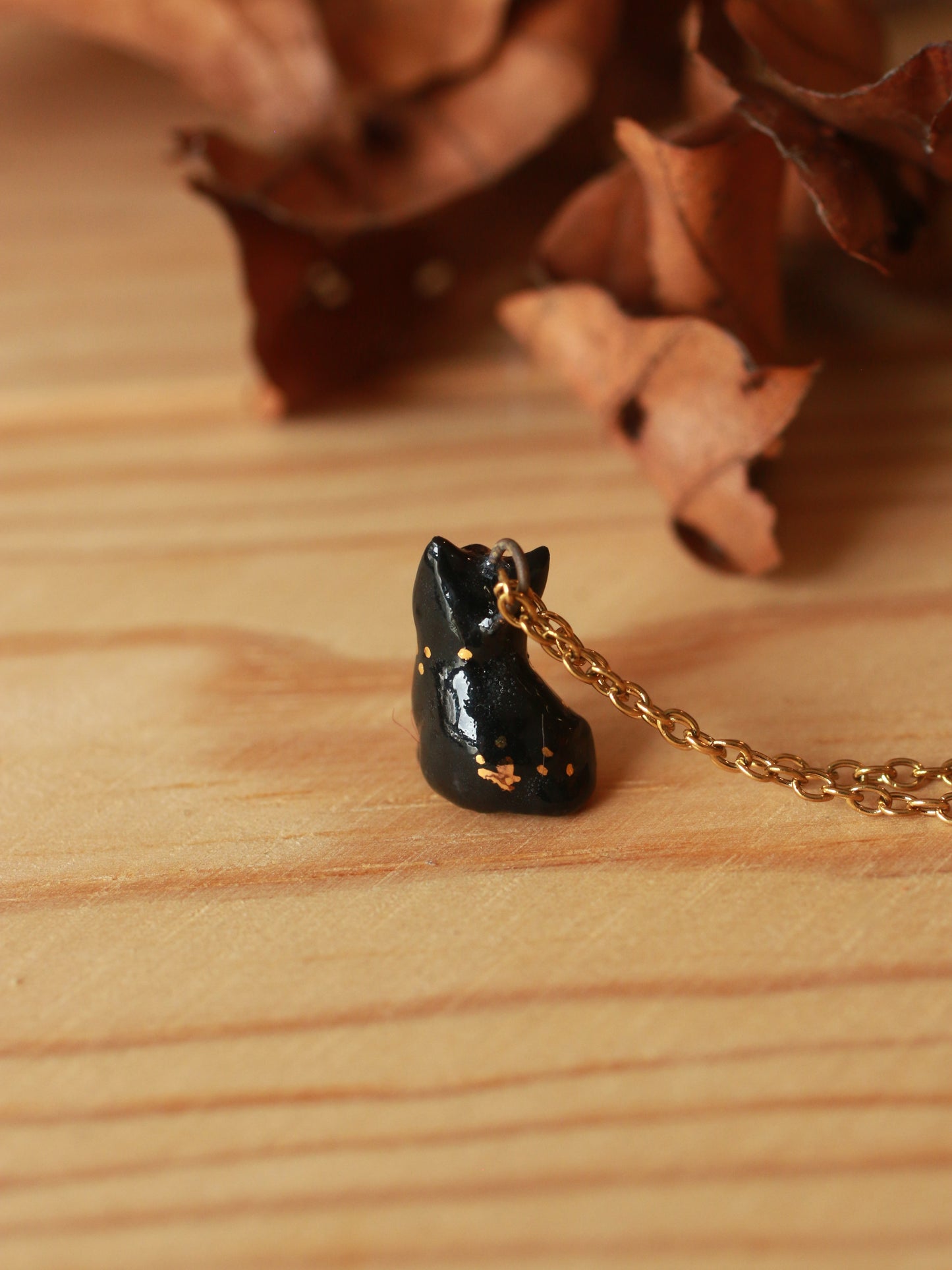 Tiny black cat necklace