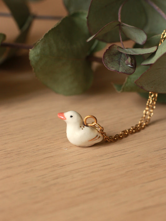 Ceramic Duck necklace - with 22k gold details