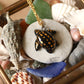 Ceramic black sea turtle necklace -  with 22k gold details