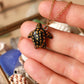 Ceramic black sea turtle necklace -  with 22k gold details