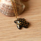 Ceramic black sea turtle necklace -  with 22k gold details