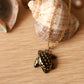 Ceramic black sea turtle necklace -  with 22k gold details