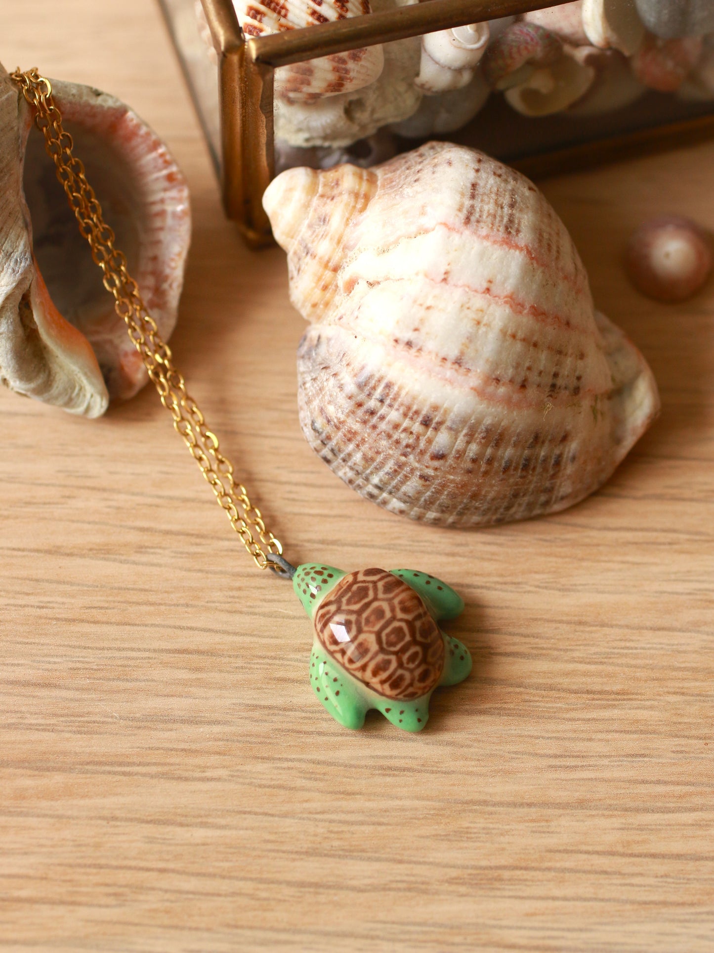 Ceramic green sea turtle necklace